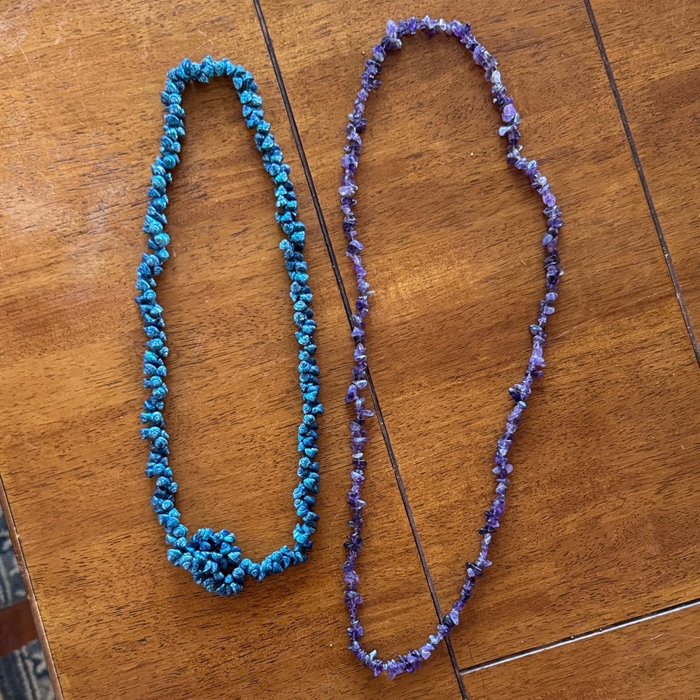 Blue and Purple Beaded Necklaces